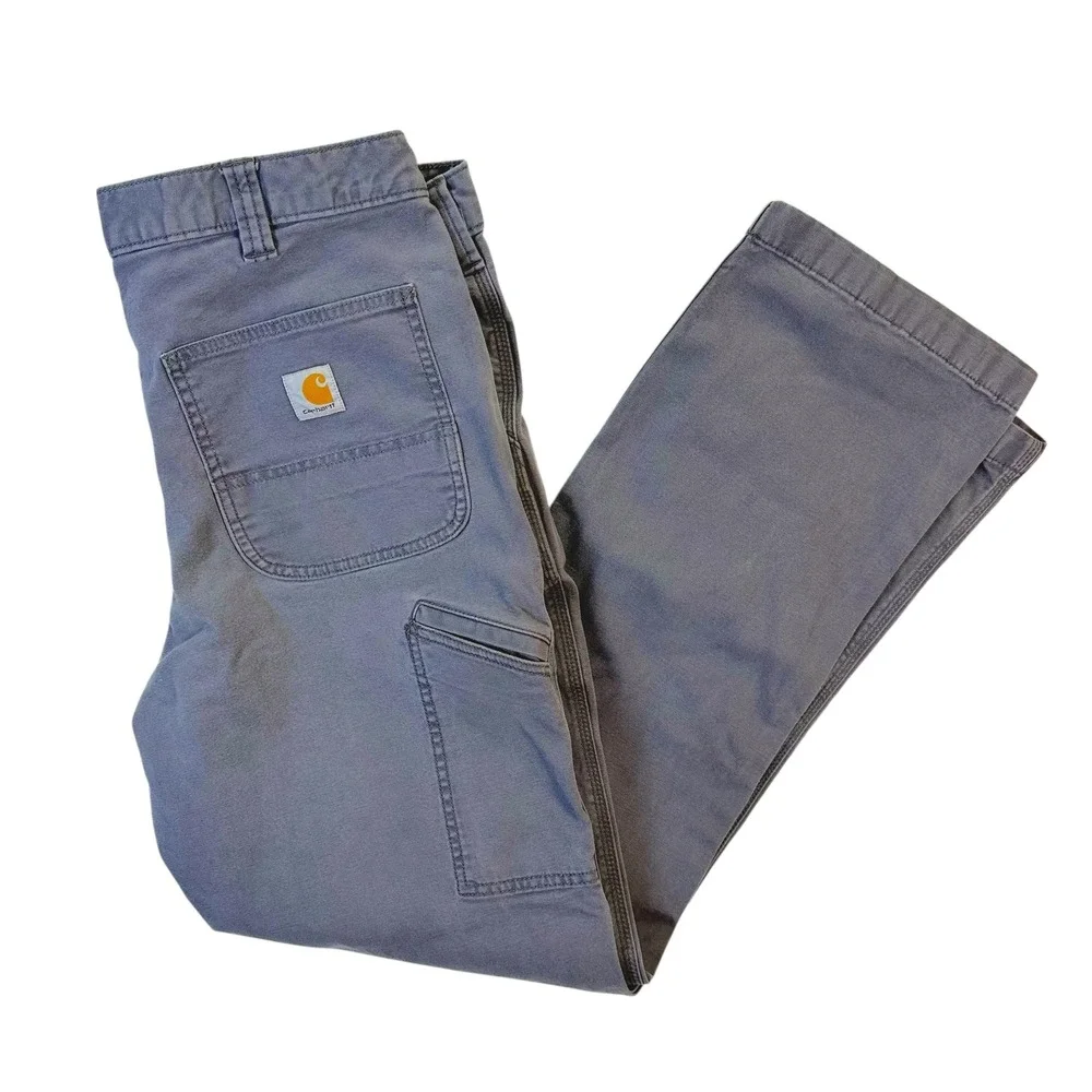 Carhartt Canvas Work Pants Mens 36x34 Grey Relaxed Fit Rugged Flex Carpenter